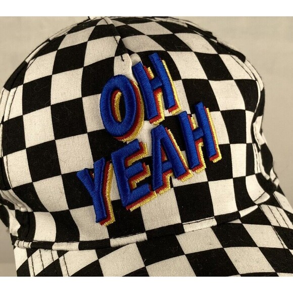Retro "Oh Yeah" Black & White Checkered Garanimals 365 Kids Snap-Back Hat - Picture 2 of 7